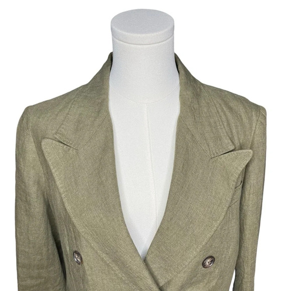 Polo Ralph Lauren Double-Breasted 100% Linen Blazer in Green Size 8 - Picture 6 of 16